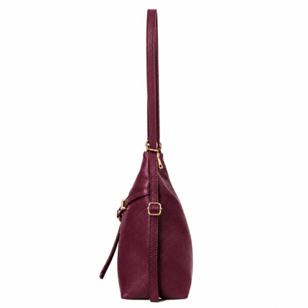 Geantă crossbody din piele naturală bordo – VELMIRA Geantă crossbody din piele naturală bordo – VELMIRA