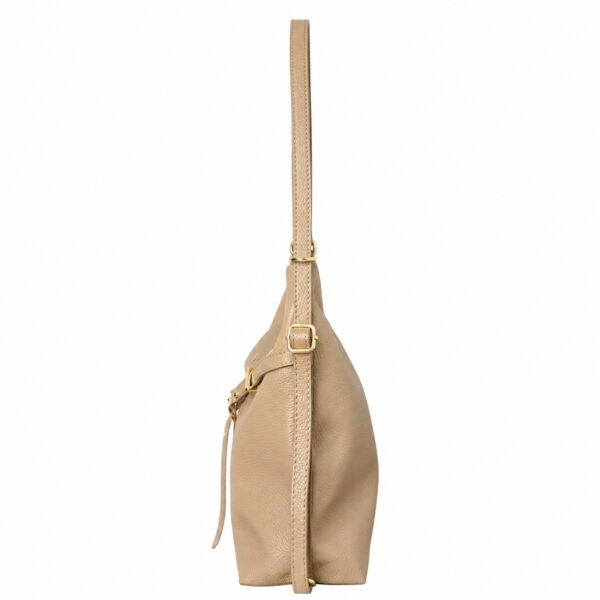Geantă crossbody din piele naturală crem – VELMIRA