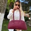 Geantă din piele naturală bordo – AMANTEA Geantă din piele naturală bordo – AMANTEA
