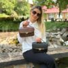 Geantă din piele și velur maro – VELOURA Geantă din piele și velur maro – VELOURA