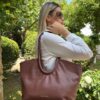 Geantă shopper din piele natural maro – OVALINA Geantă shopper din piele natural maro – OVALINA