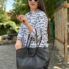 Geantă shopper din piele naturala neagra – OVALINA Geantă shopper din piele naturala neagra – OVALINA